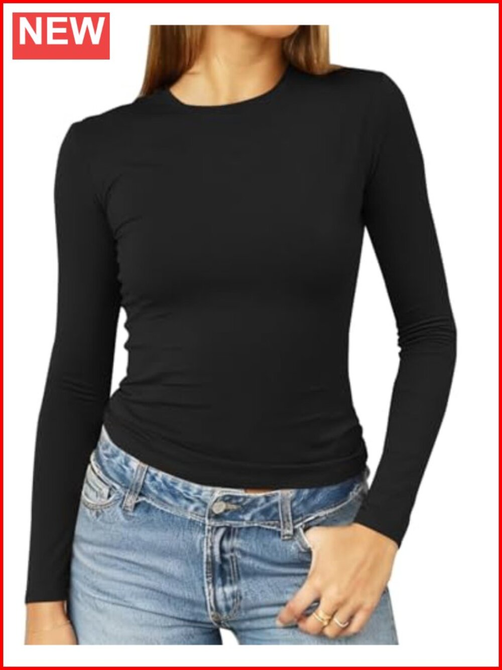 Women's Slim Fit Long Sleeve Crew Neck Cropped T-Shirt Y2K Basic